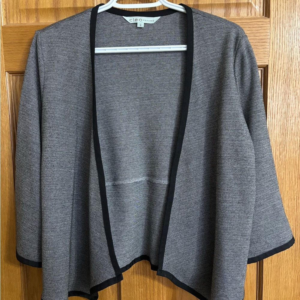 Cleo Open Front Women's cardigan grey tweed pattern